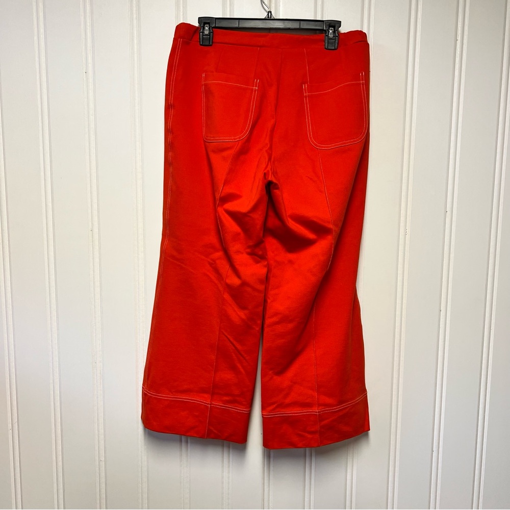 Vilagallo Bright Red/Orange Wide-Leg Cropped Pants – Size 44 (US ~12) - Picture 5 of 5